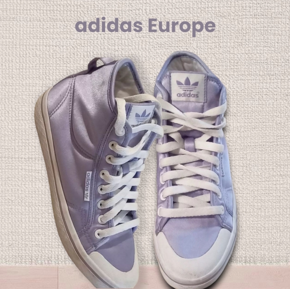 ADIDAS Europe- Limited Edition Light Purple  Satin Hi-Top Sneakers